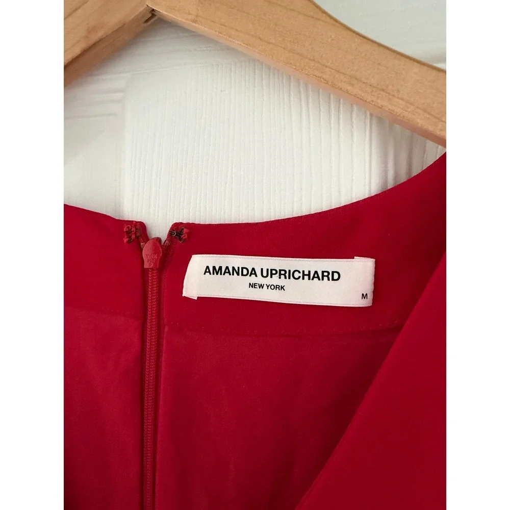 Amanda Uprichard Red Balloon Sleeve Midi Dress - Picture 3 of 3